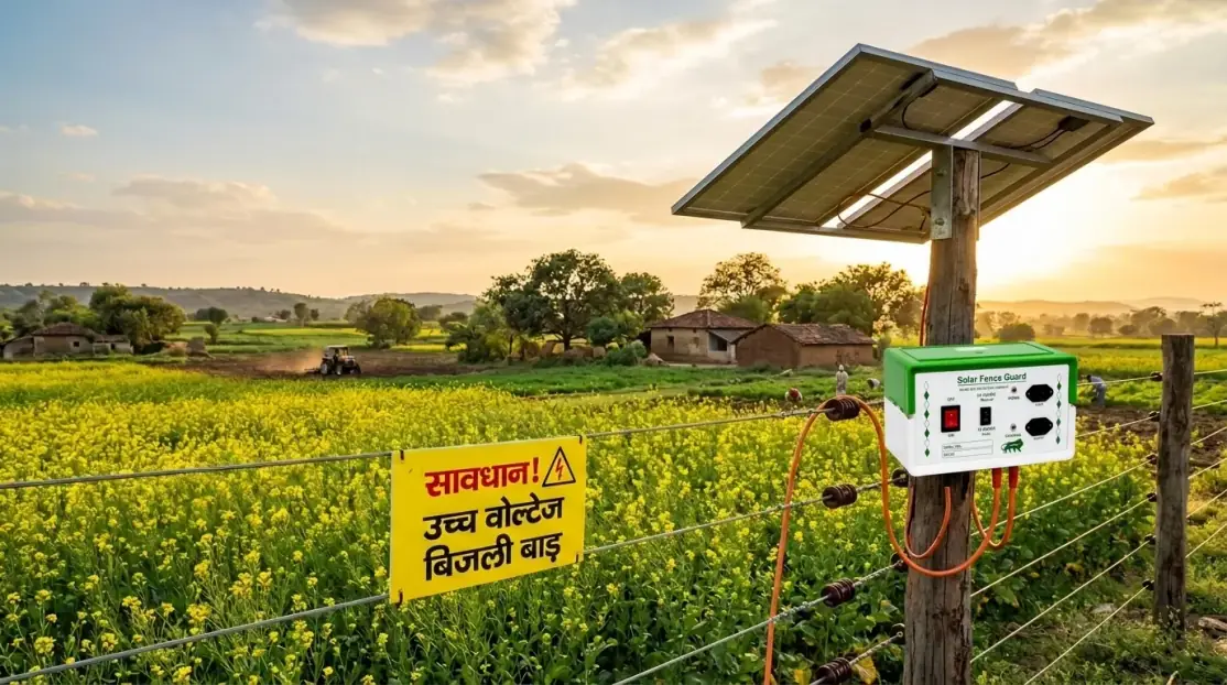 HARSHAD PLASTIC Solar Fencing Machine Farmland Installation with Dual PV Panels & Energizer